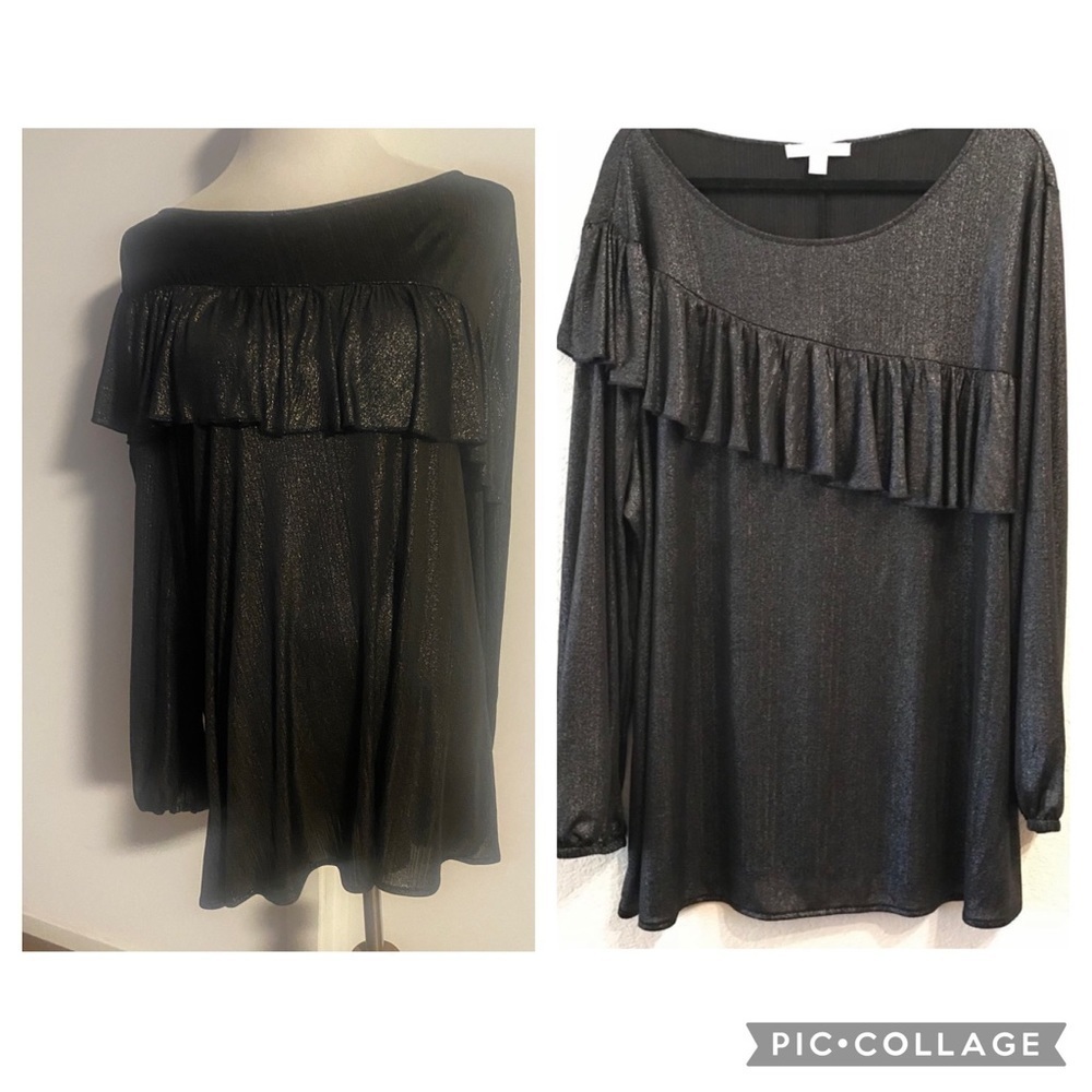 Sejour Ruffle Blouse Metallic Black/Grey Nordstrom